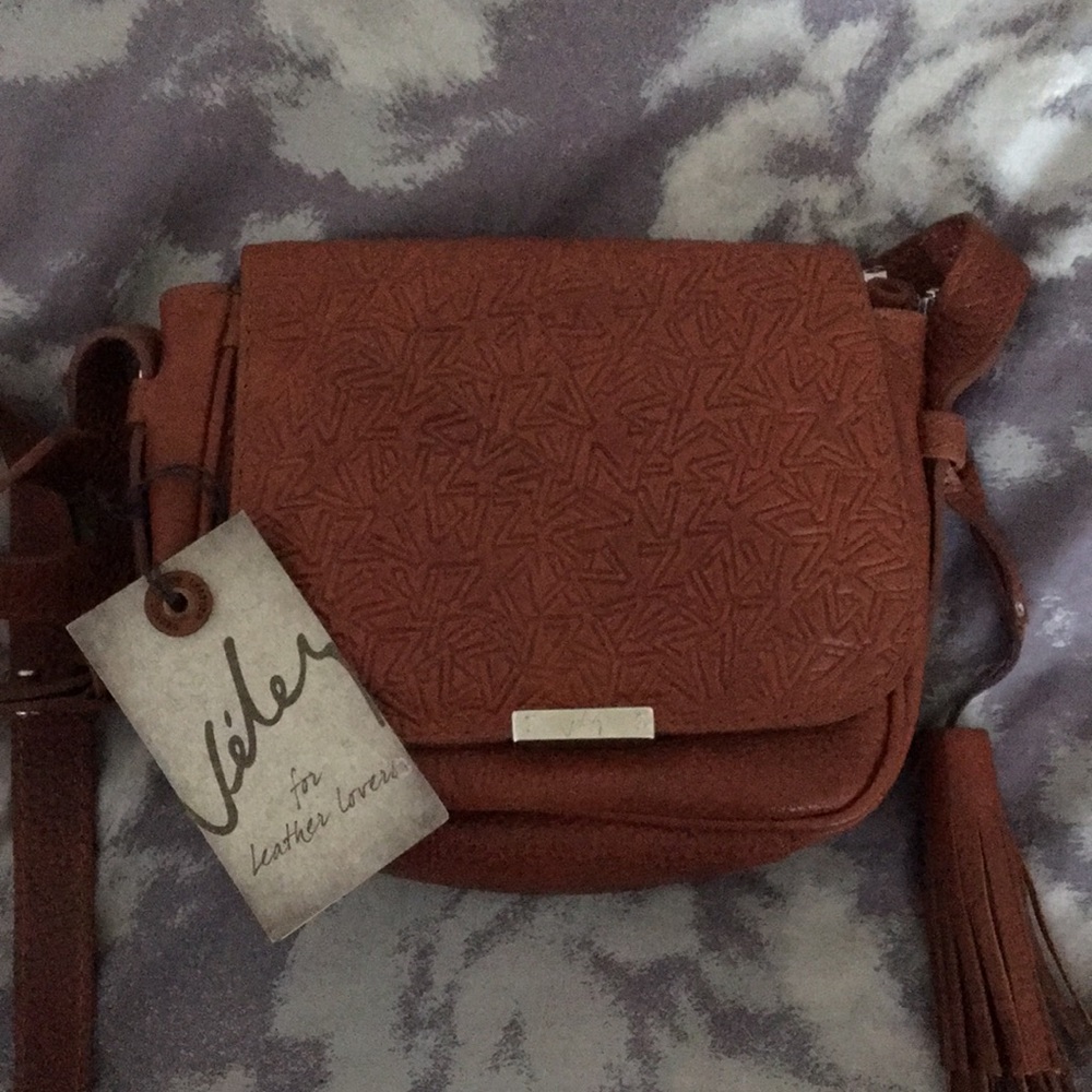 Brown leather cross body bag